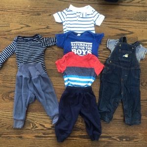 Boys 6-9 months bundle of pants, shirts, and shoes